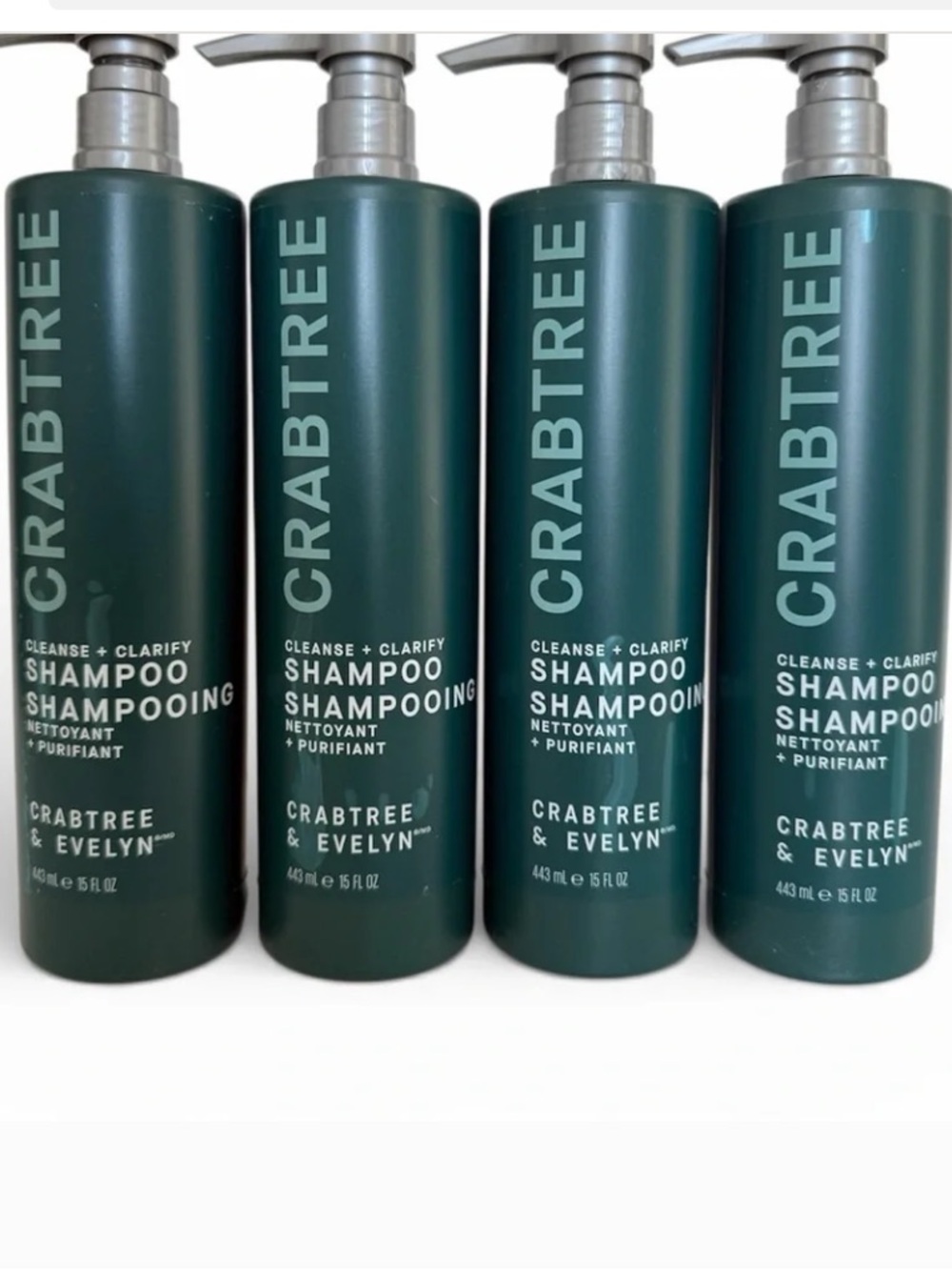 CRABTREE & EVELYN CLEANSE + CLARIFY SHAMPOO 15 oz | Set of 4 | Pump Bottles - Picture 6 of 7
